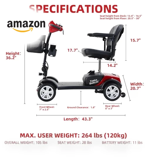 Lightweight Foldable Electric Mobility Scooter — Mobility Scooters, THERASHIELDZ
