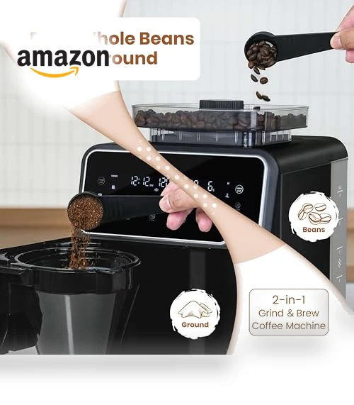 10 Cup Drip Coffee Maker with Built-in Grinder — Beverage Warmers, Gevi