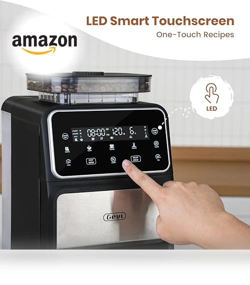 10 Cup Drip Coffee Maker with Built-in Grinder — Beverage Warmers, Gevi