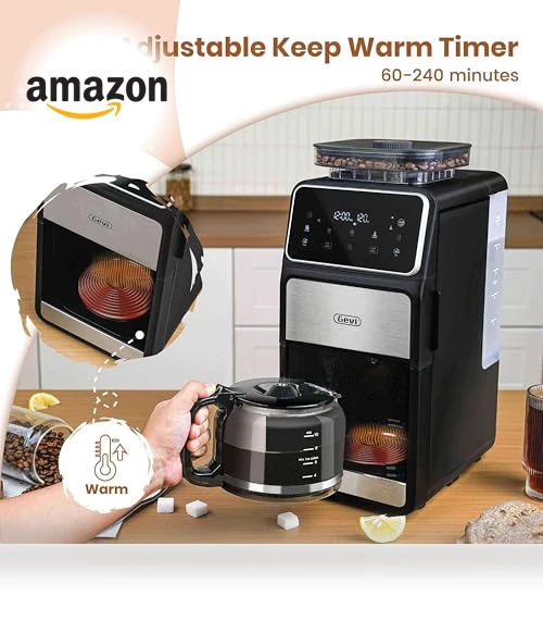 10 Cup Drip Coffee Maker with Built-in Grinder — Beverage Warmers, Gevi