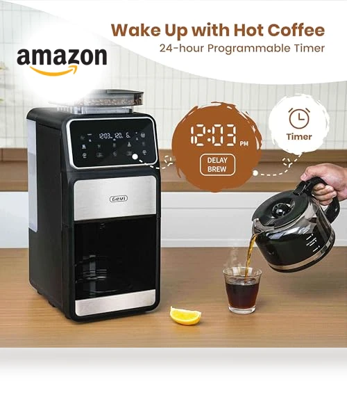 10 Cup Drip Coffee Maker with Built-in Grinder — Beverage Warmers, Gevi