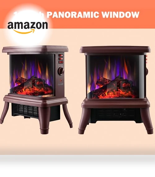 18" Panoramic Window Electric Wood Stove Fireplace with Flame Effect — Electric Heating Solutions, SheerAIRE