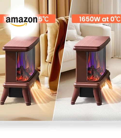 18" Panoramic Window Electric Wood Stove Fireplace with Flame Effect — Electric Heating Solutions, SheerAIRE