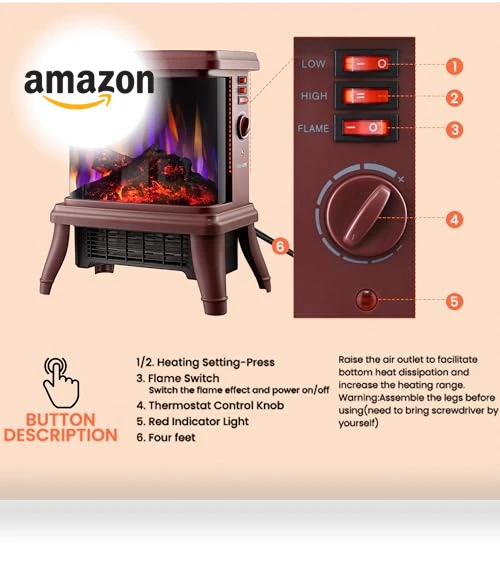 18" Panoramic Window Electric Wood Stove Fireplace with Flame Effect — Electric Heating Solutions, SheerAIRE