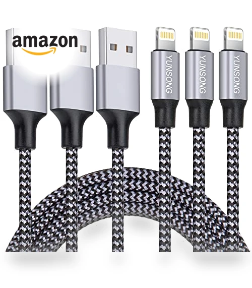 3Pack 6FT Nylon Braided Lightning Cable — Lightning, YUNSONG
