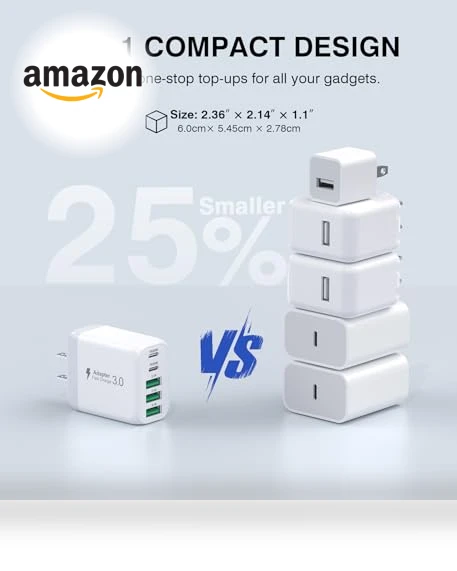 50W 5-Port USB C Wall Charger Block — Wall Chargers, CSODINCE