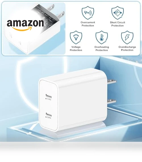 Dual-Port USB-C Fast Charger Block — Chargers, Shenzhen Liuri Technology Co.,Ltd.