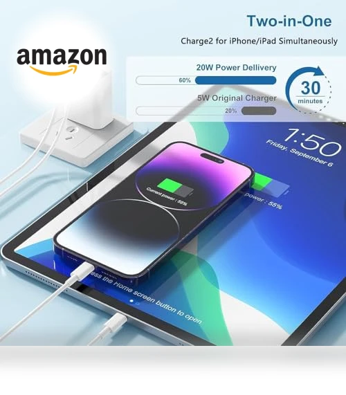 Dual-Port USB-C Fast Charger Block — Chargers, Shenzhen Liuri Technology Co.,Ltd.
