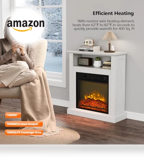 Electric Fireplace with Mantel — Electric Heating Solutions, ROVSUN