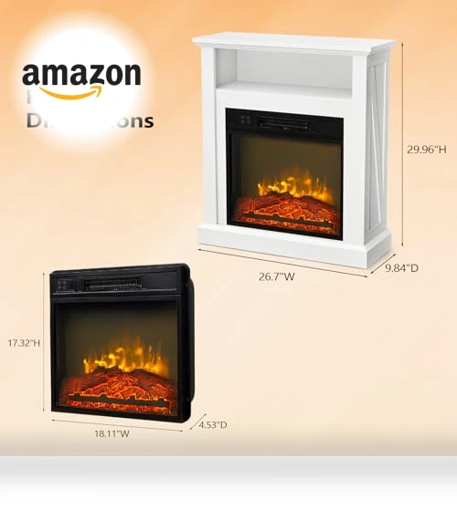 Electric Fireplace with Mantel — Electric Heating Solutions, ROVSUN