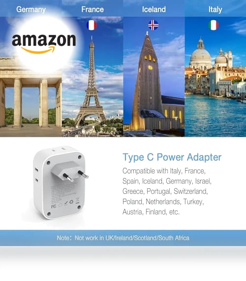 European Travel Plug Adapter USB C — Chargers, TESSAN