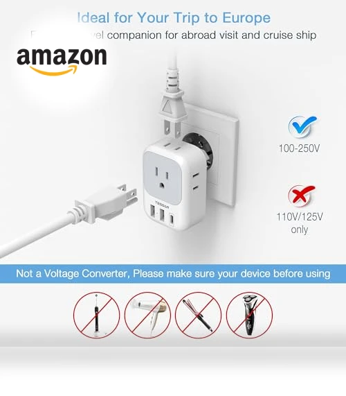 European Travel Plug Adapter USB C — Chargers, TESSAN