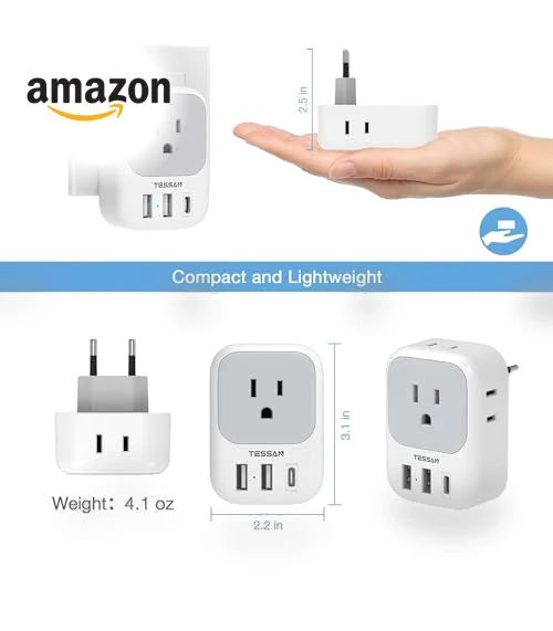 European Travel Plug Adapter USB C — Chargers, TESSAN