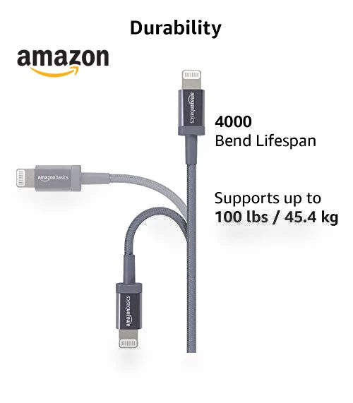 Fast Charging USB-C to Lightning iPhone Charger Cable — Lightning, Amazon Basics