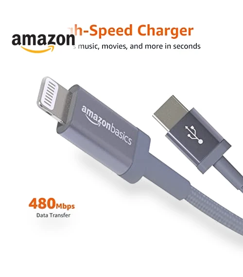 Fast Charging USB-C to Lightning iPhone Charger Cable — Lightning, Amazon Basics