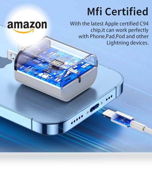 Fast Charging USB C Wall Charger with Lightning Cable — Lightning, CQDKWG
