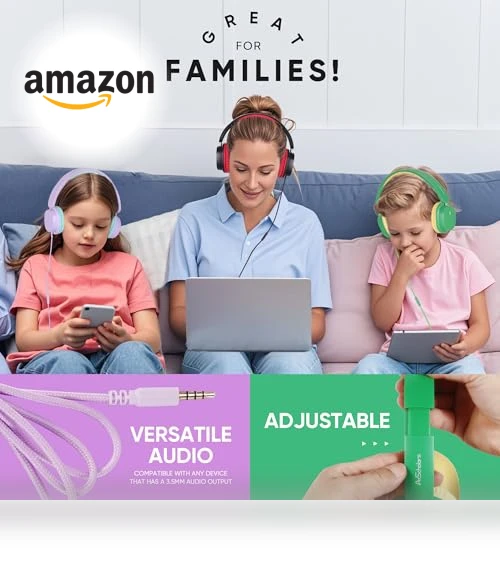 Kids Headphones for School Bulk Set 5-Pack Over-Ear, Foldable — In-Ear Headphones, A+ Scholars