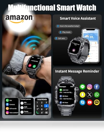 Military Smart Watch with LED Flashlight — Smartwatches, LIGE