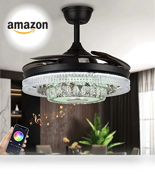 Modern Smart Ceiling Fan with Lights and Bluetooth Speaker — Ceiling Fan Wall Controls, Fandian