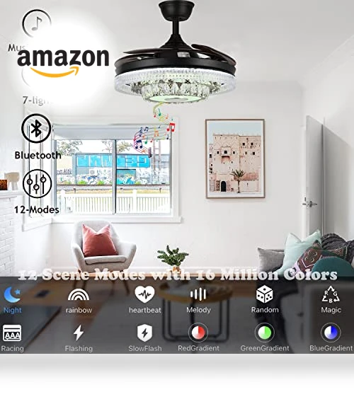 Modern Smart Ceiling Fan with Lights and Bluetooth Speaker — Ceiling Fan Wall Controls, Fandian