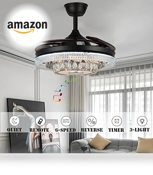 Modern Smart Ceiling Fan with Lights and Bluetooth Speaker — Ceiling Fan Wall Controls, Fandian