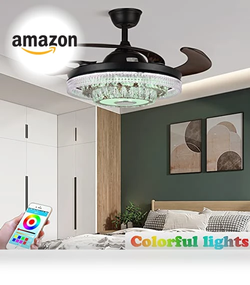 Modern Smart Ceiling Fan with Lights and Bluetooth Speaker — Ceiling Fan Wall Controls, Fandian