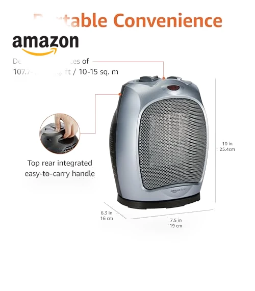 Oscillating Ceramic Space Heater — Portable Heating Solutions, Amazon Basics
