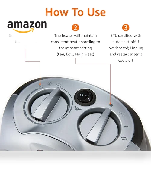 Oscillating Ceramic Space Heater — Portable Heating Solutions, Amazon Basics