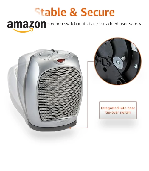Oscillating Ceramic Space Heater — Portable Heating Solutions, Amazon Basics