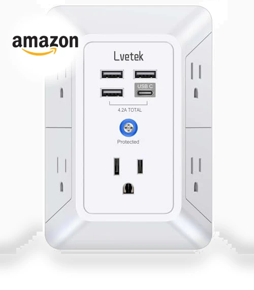 Outlet Extender Multi Plug with USB Charging Ports — Power Solutions & Surge Protection, Lvetek