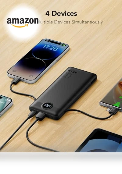 Portable Charger with Built-in Cables and AC Wall Plug — Charging Solutions, VRURC