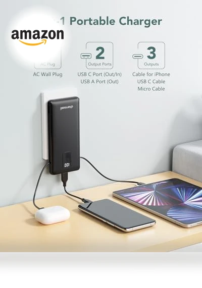 Portable Charger with Built-in Cables & Wall Plug — Mobile Power Solutions, Charmast