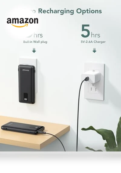 Portable Charger with Built-in Cables & Wall Plug — Mobile Power Solutions, Charmast