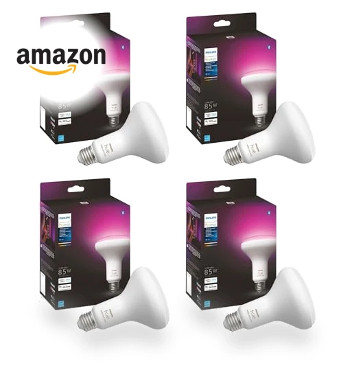 Smart 85W BR30 LED Bulb - White and Color Ambiance Color-Changing Light - 4 Pack — LED, Philips Hue