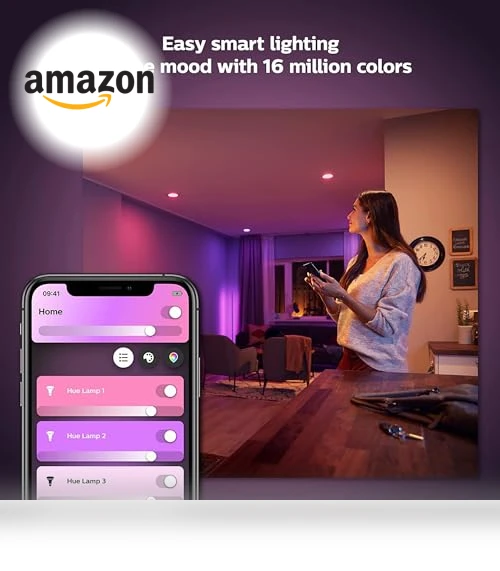 Smart 85W BR30 LED Bulb - White and Color Ambiance Color-Changing Light - 4 Pack — LED, Philips Hue