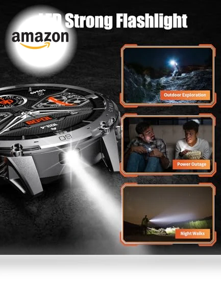 Smart Watch with LED Flashlight and AMOLED Display — Smartwatches, ESFOE