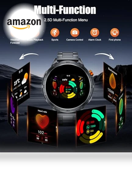 Smart Watch with LED Flashlight and AMOLED Display — Smartwatches, ESFOE