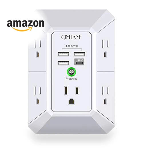 Surge Protector with 5 Outlet Extender and 4 USB Charging Ports — Power Solutions & Surge Protection, QINLIANF