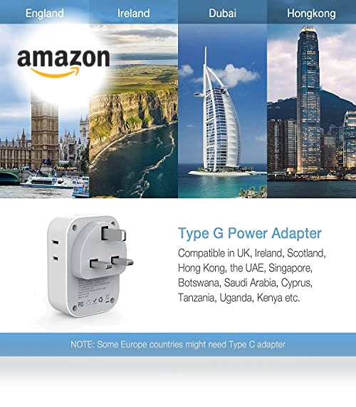 Travel Plug Adapter with 4 Outlets and 3 USB Ports — Charging Solutions, TESSAN