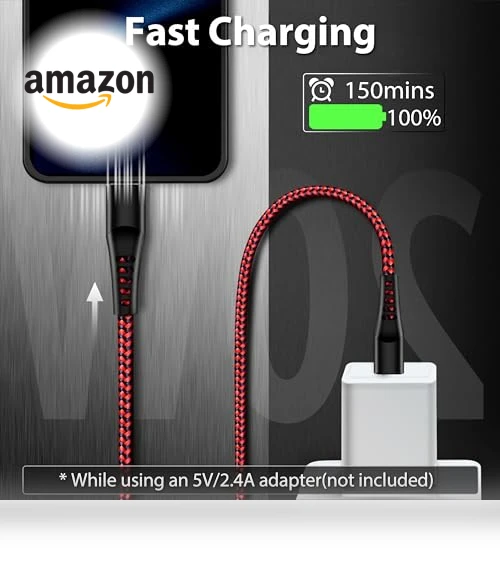 USB Lightning Cable 3 Pack 6FT — Lightning, Longlidie
