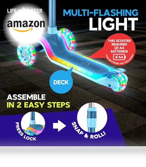 3-Wheel Kids Scooter with Multi-Color Lights — Push Scooters, Lifemaster