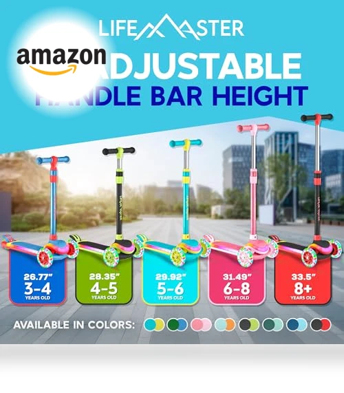 3-Wheel Kids Scooter with Multi-Color Lights — Push Scooters, Lifemaster