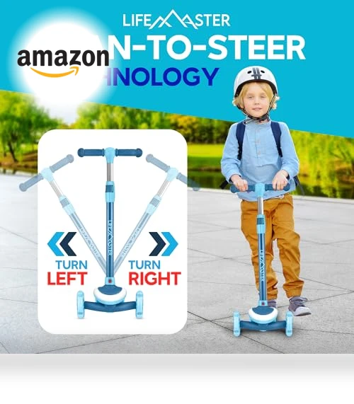 3-Wheel Kids Scooter with Multi-Color Lights — Push Scooters, Lifemaster