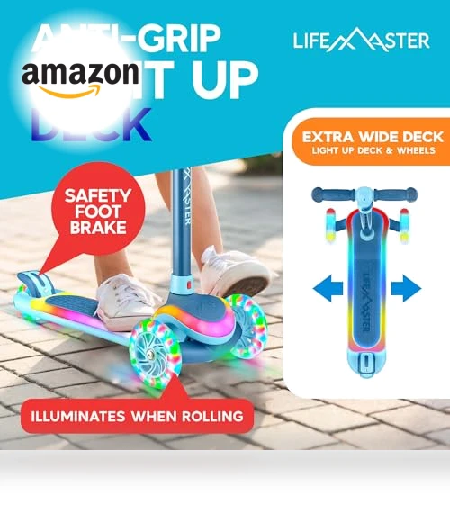 3-Wheel Kids Scooter with Multi-Color Lights — Push Scooters, Lifemaster
