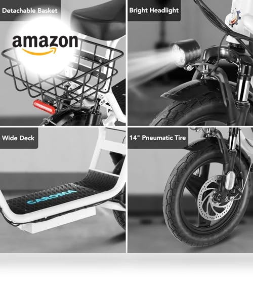 Foldable Electric Scooter with Seat — Electric Self-Balancing Scooters, Caroma