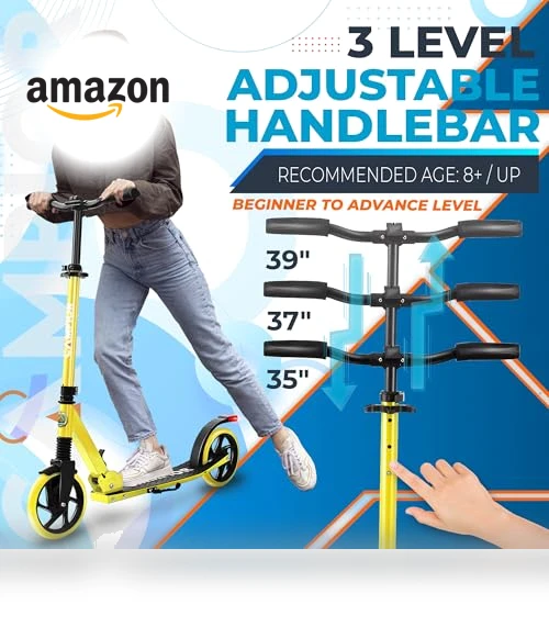 Foldable Kick Scooter with Adjustable Handlebar — Push Scooters, Campior