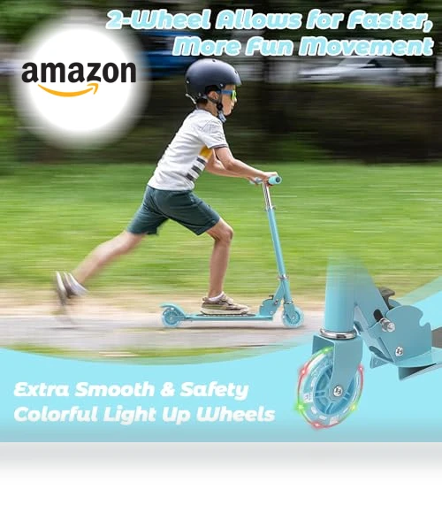 Foldable Kick Scooter with Light Up Wheels — Push Scooters, Feblomst