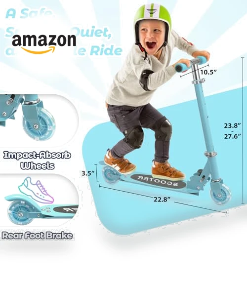 Foldable Kick Scooter with Light Up Wheels — Push Scooters, Feblomst