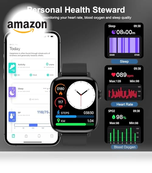Smart Fitness Tracker Watch with Bluetooth Call — Smartwatches, PJYUBVOR