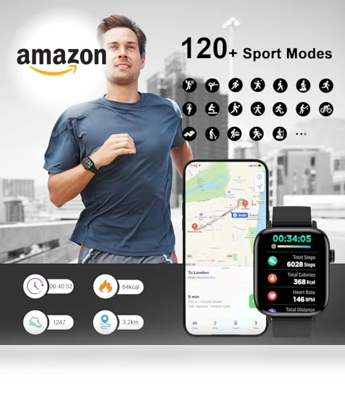 Smart Fitness Tracker Watch with Bluetooth Call — Smartwatches, PJYUBVOR